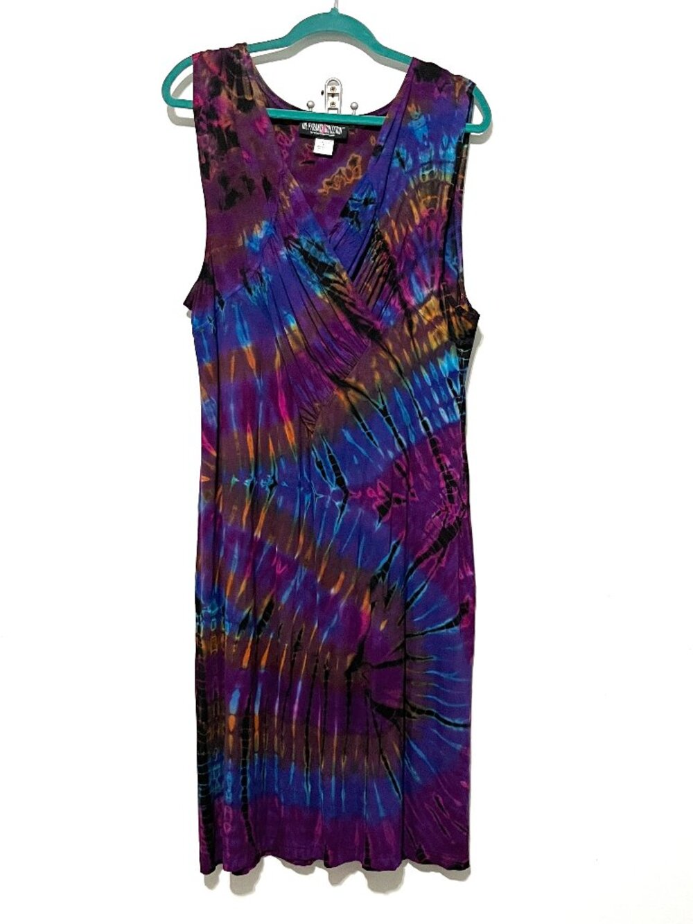 The Pyramid Collection Womens Tie Dye Midi Dress XL Hippie Gypsy Fairy Grunge